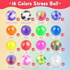 128 Pack Stress Balls for Adults, Bulk Squishy Ball, BulkStress Balls Set, Anti-Anxiety and Fidget Balls to Relax, Party Favors, Birthday Gifts, Goodie Bag Stuffers