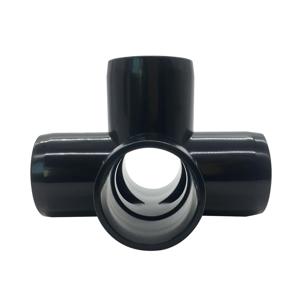 ANPTGHT 3/4“ Tee PVC Fitting 5 Way Elbow Connector, Furniture Grade 90 Degree Elbow Side Outlet, PVC Corner Fittings for Building Furniture Greenhouse Shed Tent Connection (Black-Pack of 8)