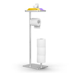 Day Moon™ - Toilet Paper Holder - Modern Roll Holder for Bathroom - 1 Pack - Free Standing - with Shelf, Brushed Nickel