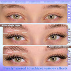 Natural Lash Clusters Kit for DIY Lash Extension 3 in 1 Eyelash Clusters Kit Wispy Individual Lashes Cluster C Curl Cluster Eyelash Extensions kit with 132pcs Eyelashes Clusters 10-16mm