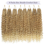 18 Inch Box Braids Crochet Hair Goddess Box Braids Crochet Hair 8 Packs Crochet Hair for Black Women Boho Crochet Braids Crochet Hair for Black Women Crochet Box Braids With Curly Ends（18 Inch,27/613）