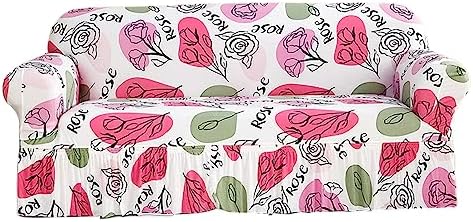 OQHAIR Stretch Prints Sofa Cover Dustproof Anti Slip Sofa Slipcover Universal with Skirt Sofa Cover for 3 Cushion Couch Furniture Protector Living Room -D-2Seat