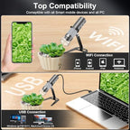 4K HD Wi-Fi Wireless Digital Microscope Camera Magnifier, Compatible for iPhone, iPad, Android Phones and PC