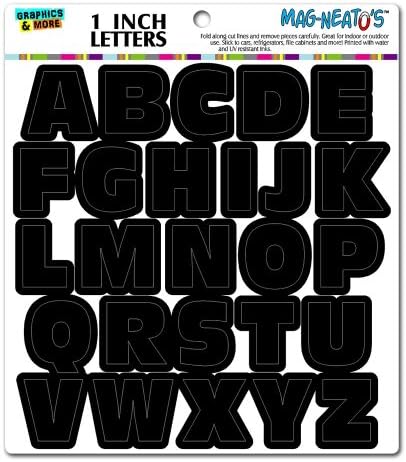 Alphabet Letters Uppercase Black MAG-NEATO'S(TM) Novelty Gift Locker Refrigerator Vinyl Magnet Set