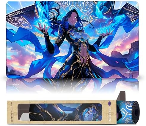 Azure Scholar (Stitched) - MTG Playmat by Matt Burks - Compatible with Magic The Gathering Playmat - Play MTG, YuGiOh, TCG - Original Play Mat Art Designs & Accessories