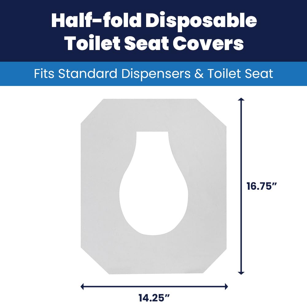 HOSPECO Discreet Seat Half-Fold Toilet Seat Covers, 14.25 X 16.5, White, 250/pack, 20 Packs/carton