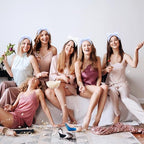 Semato 8 Pcs Bachelorette Party Favor Set Bride Spa Headband Bride Headband and Bridesmaid Headband Skincare Headbands for Women Cute Bow Head Bands Party Supplies (1 bride+ 7 blue)