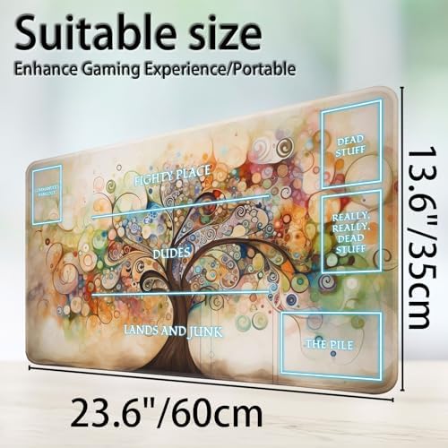 for MTG Game Playmat, for Magic TCG Rubber Play mat,Tabletop Card Playmats with Smooth Surface,Trading Card Inked Game Mat with White Zones,Battle Game,Art Tree