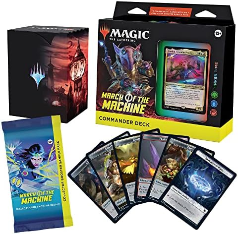 Magic: The Gathering March of the Machine Commander Deck - Tinker Time (100-Card Deck, 10 Planechase cards, Collector Booster Sample Pack + Accessories)