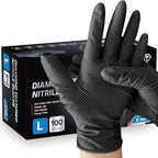 8 Mil Nitrile Gloves, Disposable Powder & Latex Free Heavy Duty Industrial Gloves Raised Diamond Texture for Mechanic