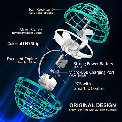 2025 Flying Orb Ball Toy,Cosmic Globe Boomerang Hover Ball Galactic Fidget Spinner, Hand Drone Orbit, Cool Toys Gift for 6 7 8 9 10+ Year Old Boys Girls Teens Outdoor Toys(Light Blue)