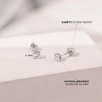 In Season Jewelry CZ Solitaire Kids Earrings – 925 Sterling Silver - Clear