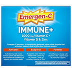Emergen-C Immune+ Triple Action Immune Support Powder, BetaVia (R), 1000mg Vitamin C, B Vitamins, Vitamin D and Antioxidants, Super Orange, Back to School Essentials – 50 Count