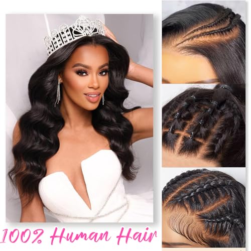 26 Inch 13x6 Lace Front Wigs Human Hair 200% Density Body Wave Lace Front Wigs Human Hair Pre Plucked Glueless Wigs Human Hair For Women HD Lace Frontal Wig Human Hair With Baby Hair