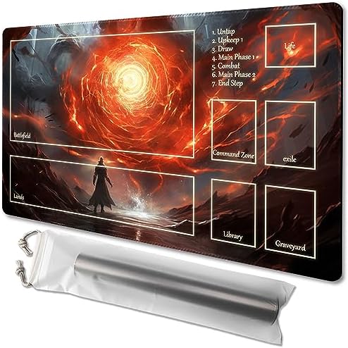 MTG Playmat Size 24x14in Free Storage Bags Non-Slip Backing Printing, Ideal for Card Game Enthusiasts TCG Playmat (with Zone,Powerful Energy)