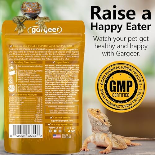 4oz Bee Pollen for The Picky Reptile. Boost Health, Digestion and Skin Regeneration! Enhanced with Real Organic Fruits, Vitamins, Minerals, Amino Acids, and Carotenoids. Made in USA. Enjoy!