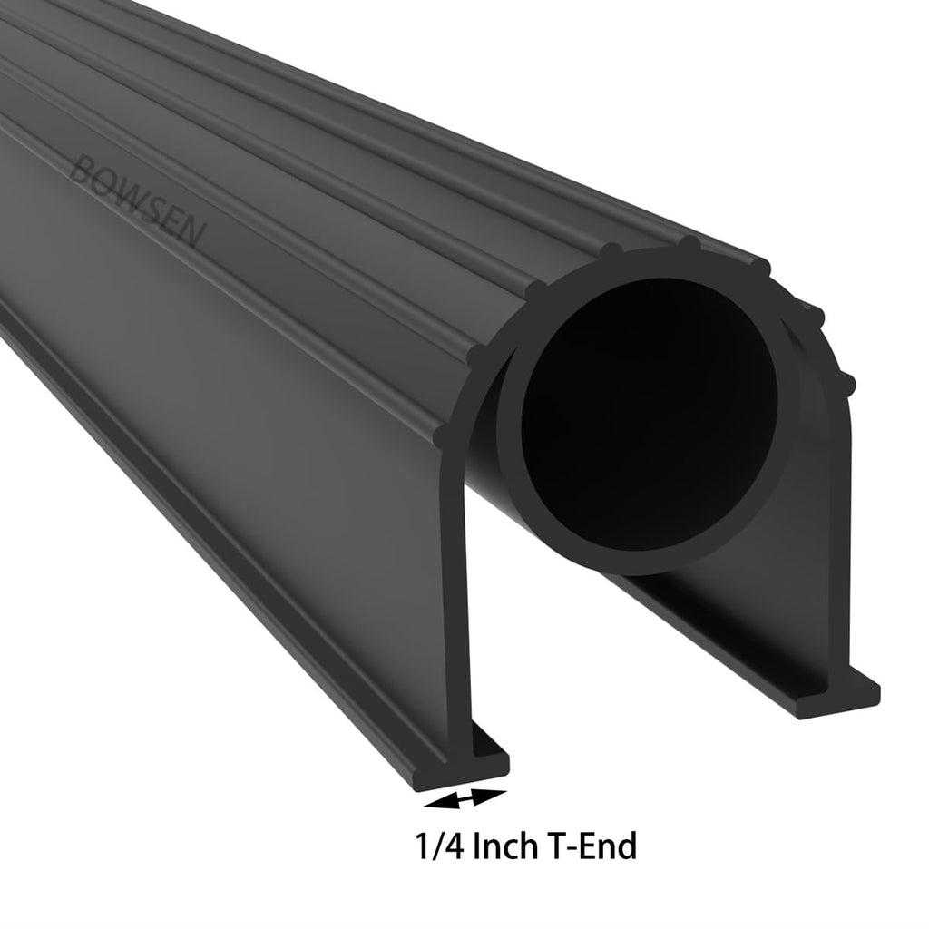 BOWSEN Garage Door Bottom Seals Weatherproof Weather Stripping Threshold Buffering Sealing High Performance EPDM Rubber Resistance Gasket Black 1/4 Inch T-End, 10FT Long