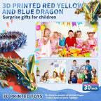 Large 3D Printed Dragon,30 Inch 3D Dragon Toys,Bigger Fidget Crystal Animals Toys, 3D Printed Articulated Animals for Home Office Car Desk Decor (Red Gold Blue, 30 inch)