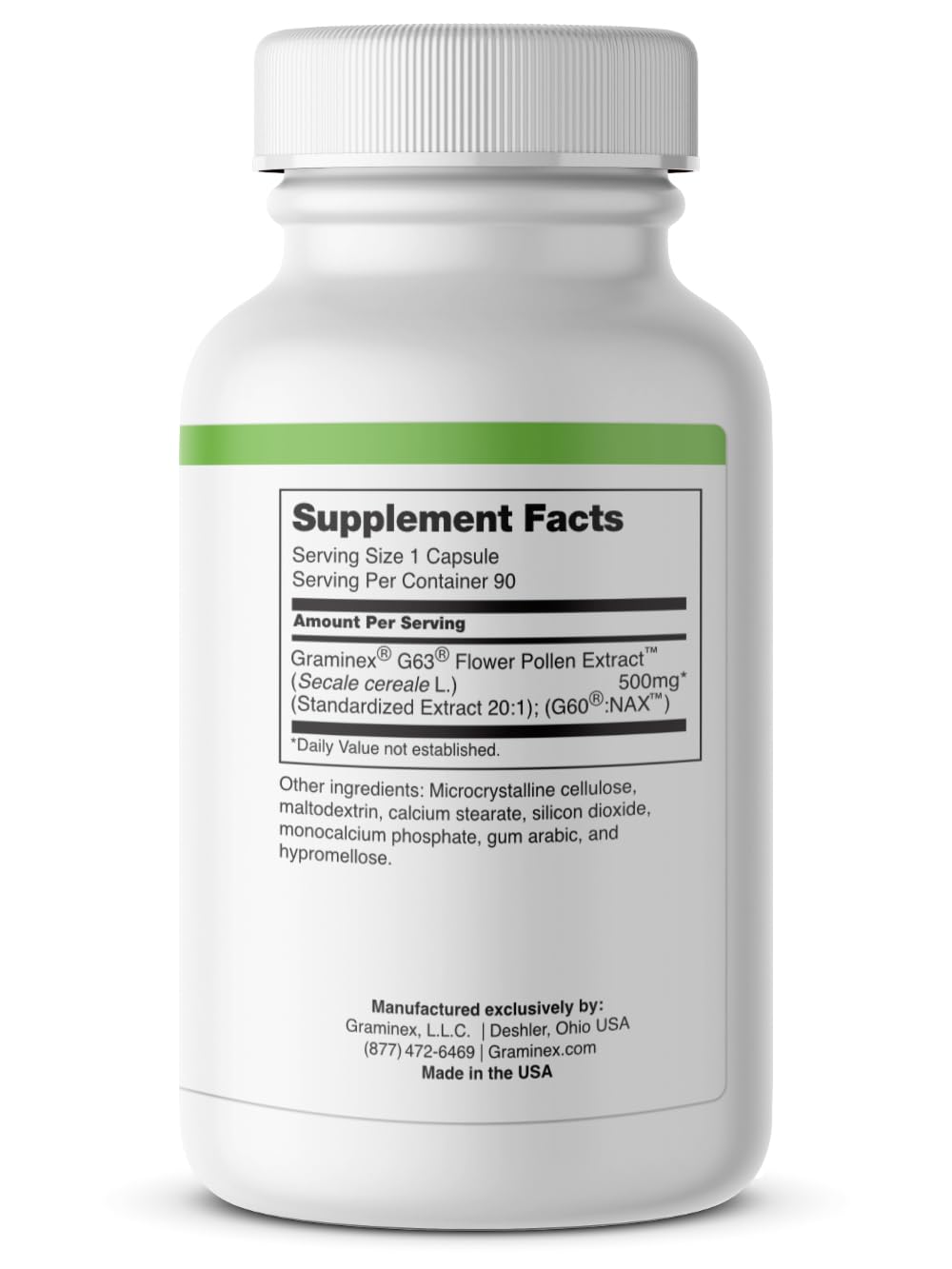 Graminex PollenAid Prostate Supplement: All Natural Prostate Support for Bladder Control & Urinary Tract Health, Rye Pollen Extract Made in USA, 90 Vegetarian Capsules