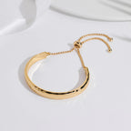 WOWORAMA Gold Hammered Bangle Bracelet for Women, Gold-Plated