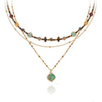 MASW boho layered Original design Retro style multi-layer beaded necklace Fashion women's gold-plated necklace M3396
