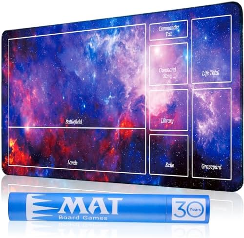 Stitched MTG Playmats for Magic The Gathering Play Mat with Tube Case for MTG Card Game Playing (Starry Zones)