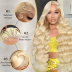 26 Inch 613 13x6 Lace Front Wig Human Hair Blonde Wig Human Hair 200 Density Blonde Lace Front Wigs Human Hair Pre Plucked 613 Body Wave Human Hair Wig 613 HD Lace Frontal Wigs Human Hair