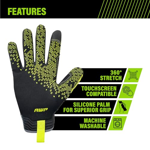 AWP Dura-Knit��� Work Gloves, Advanced 3D-Knit, Performance Grip, Durable, Touchscreen, Large, Black/Green