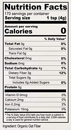 Anthony's Organic Oat Fiber, 1.5 lb, Gluten Free, Non GMO, Keto Friendly, Product of USA