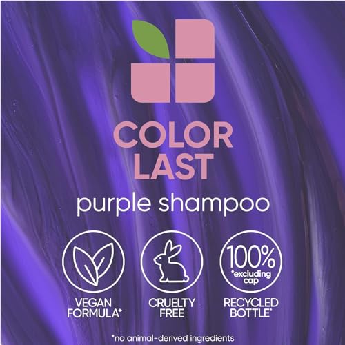 Biolage Color Last Purple Shampoo |Neutralizes Brass & Unwanted Yellow Tones |With Fig & Orchid |For Color Treated Hair |Paraben-Free |Vegan