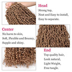 Leeven 24 Inch Pre-looped Goddess Locs Crochet Hair 7 Packs Brown Curly Wavy New Faux Locs Twist Braiding Hair Long Synthetic Soft Locs Crochet Braids Hair With Curls At The Ends 12 Strands/Pack (27#)
