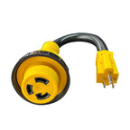 RV 30 Amp to 110 Adapter Power Cord 12 Inch-NEMA 5-15P to L5-30R 15 Amp to 30 Amp Male to Female RV Electrical Adapter with Twist Lock,Plug in 30amp RV/Camper into A 15 Amp Electrical Outlet,15A/125V