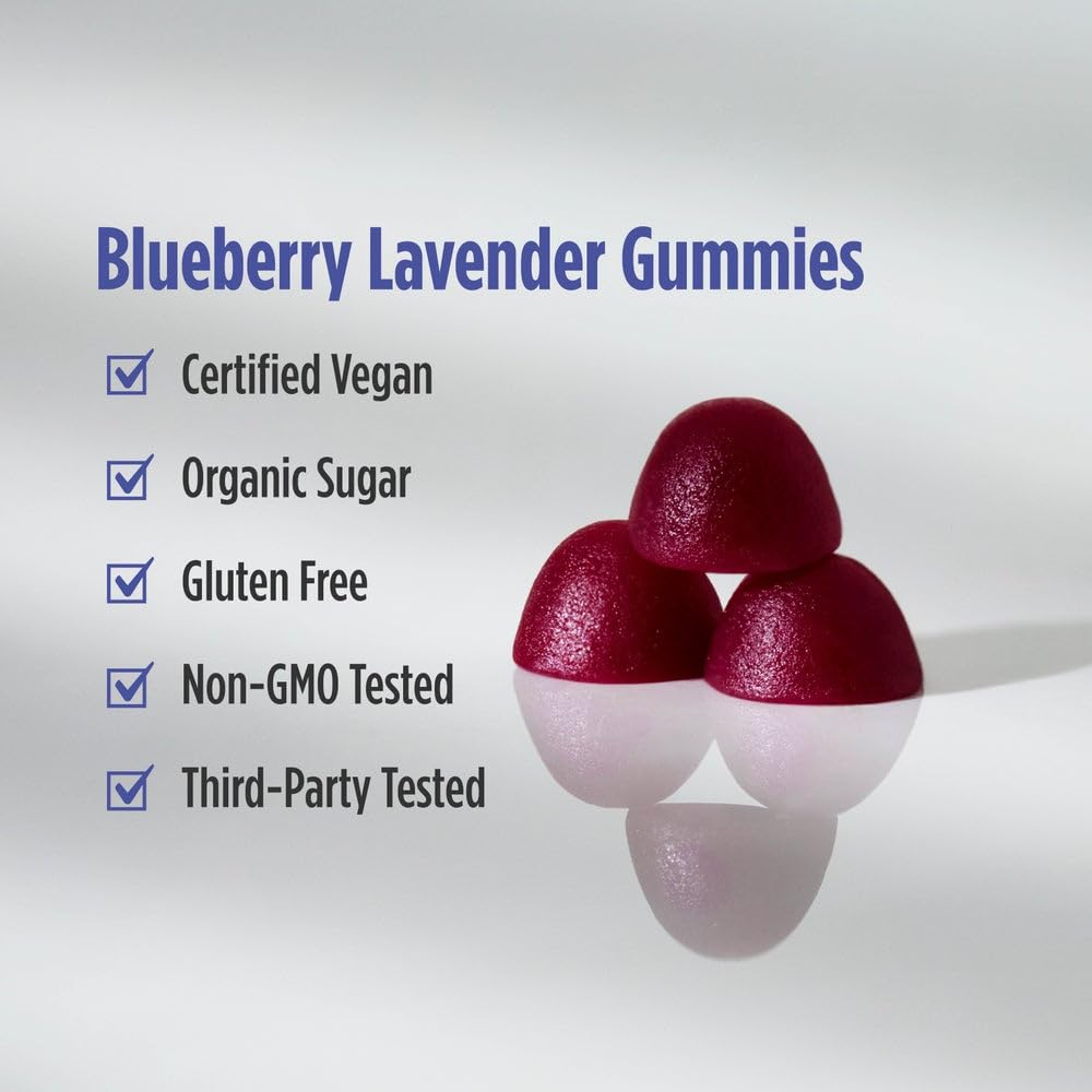Nordic Naturals Magnesium Gummies for Adults, Blueberry Lavender Flavor - 60 Gummies - Vegan Magnesium Supplement for Mind, Mood, and Cardiovascular Support - Non-GMO - 20 Servings
