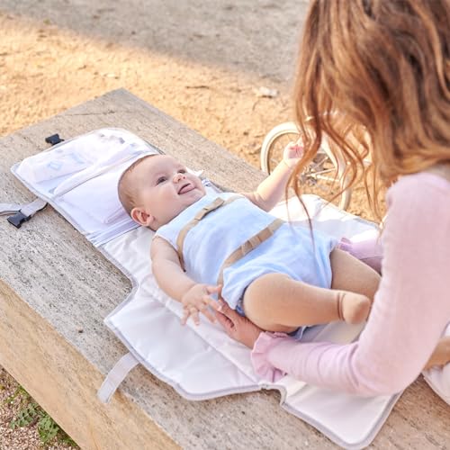 Portable Baby Changing Mat XL-Foldable Waterproof Changing Mat Ideal as a Newborn Gift-The Diaper Changing mat is a Detachable Bag with 6 Pockets as a Toiletry Bag for Baby Items