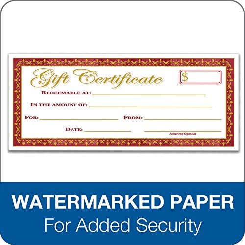 Adams 1-Part Gift Certificates with Stub 3-1/4" x 7-13/16", (4)