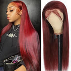 99j Burgundy Lace Front Wigs Human Hair Wigs for Black Women Burgundy Wig 13x4 HD Lace Front Wigs Human Hair Pre Plucked Red Lace Front Wigs Human Hair Straight Lace Front Wigs Human Hair 32 Inch