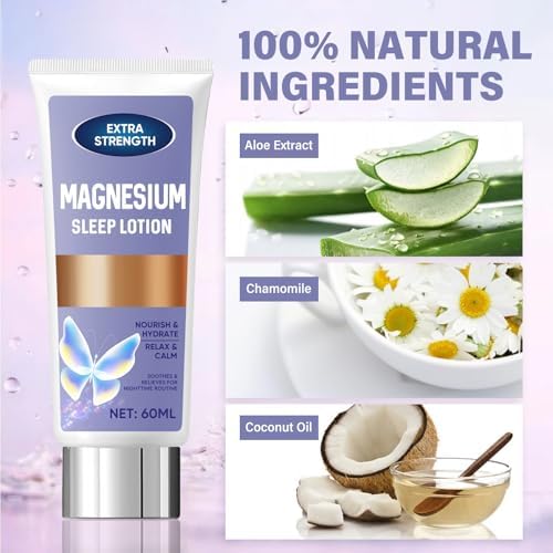 Magnesium Cream for Sleep, Nighttime Magnesium Lotion for Kids & Adults, Natural Calming Cream Support for Sleep, Stress Relief & Calm Mood, Rapid Absorption, Purple