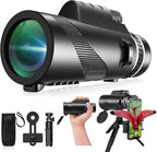 Monocular-Telescope 80x100 High Powered Monoculars High Definition for Adults High Powered with Smartphone Adapter Telescope Hunting Wildlife Bird Watching Travel Camping Hiking-Black
