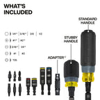 Klein Tools 80191 KNECT (S) Impact-Rated Multi-Bit Screwdriver Set, 11-in-1 and 7-in-1 Ratcheting Drivers with Phillips, Slotted, Square, Torx Tips, Nut Drivers, and Stubby