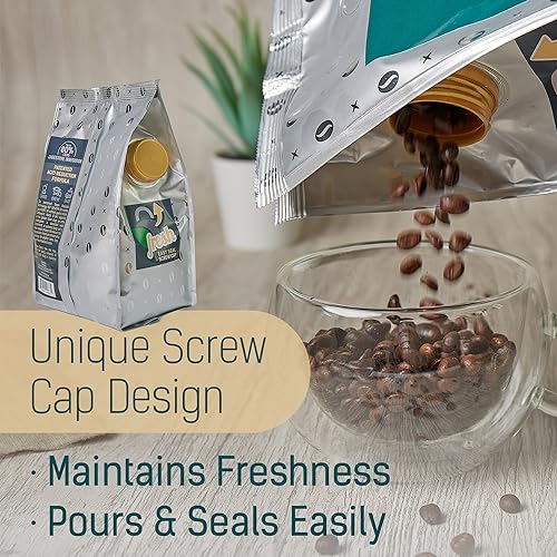 Glorybrew Low Acid Whole Bean Coffee 1 lb I Light Roast Coffee Beans I For Sensitive Stomachs - Less Irritation I Unique Screw Cap for Fresh Coffee I 100% Natural