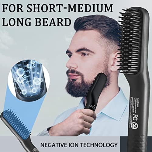 Beard Straightener for Men,Premium Heated Beard Brush w/Anti-Scald Feature,Beard Straightening Comb Unique Stocking Stuffers Gifts for Men Him Dad