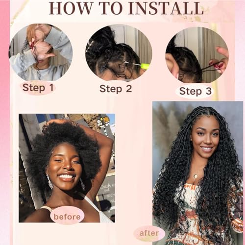 Human Braiding Hair Deep Water Wave Bulk Human Hair for Braiding Dark Brown Human Hair Braiding Hair No Weft 12A Curly Human Hair Extensions for Boho Braids (1B-Water Wave, 16 Inch)