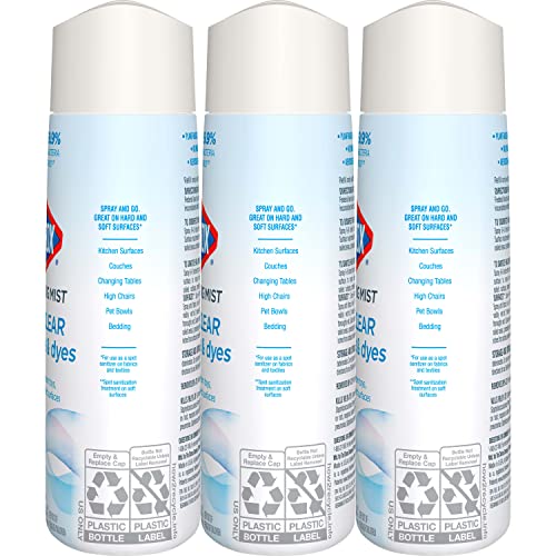 Clorox Free & Clear Disinfecting Mist Refill, Household Essentials, Fragrance Free, 14 Fluid Ounces, Pack of 3
