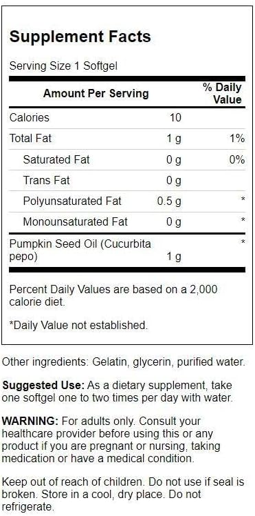 Swanson Pumpkin Seed Oil - High Bioavailable EFAs - (100 Softgel Capsules, 1000mg Each) (3 Pack)