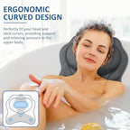 LuxStep Bath Pillow-Bathtub Pillow with Air Mesh Fabric & 6 Non-Slip Suction Cups, Bath Pillows for Tub Head, Neck and Back Support, Bath Accessories Spa Gifts, Grey