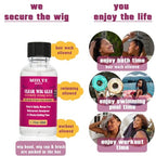 Clear Wig Bond Glue 1.7oz/50ml with Wig Band, Wig Caps |Swimming Allowed| Waterproof Wig Glue for Front Lace Wig Extremely Strong Hold Lace Glue for Wigs, Wig Install Kits (1.7oz Wig Glue kit)