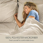 ClevaHome Full Size Sheet Set - 6 Piece Soft Breathable Luxury Bed Sheet Set - Shrinkage & Fade Resistant Embroidered Bedding Sheet with Deep Pocket, 2 Extra Pillowcases (Full, Oat Milk)