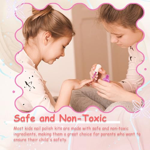 Kids Nail Polish - 18 Color Non Toxic Nail Polish for Kids Quick Dry Peel-Off Water Based Toddler Nail Polish, Rainbow Colors Gifts Nail Polish Kids for Ages 3+