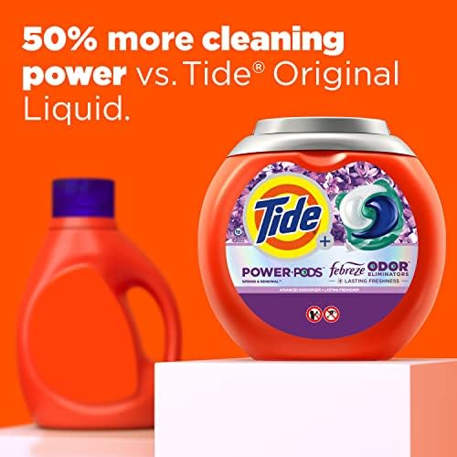 Tide Power Pods Laundry Detergent Pacs with Febreze 32 Count Spring & Renewal Scent Febreze Freshness with Odor Eliminators