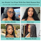 Human Braiding Hair for Boho Braids Deep Water Wave Bulk Human Hair 110g 16 Inch Curly Wave for Boho Braids Extensions No Weft 12A Wet and Wavy 2 Bundles/Pack Natural Color